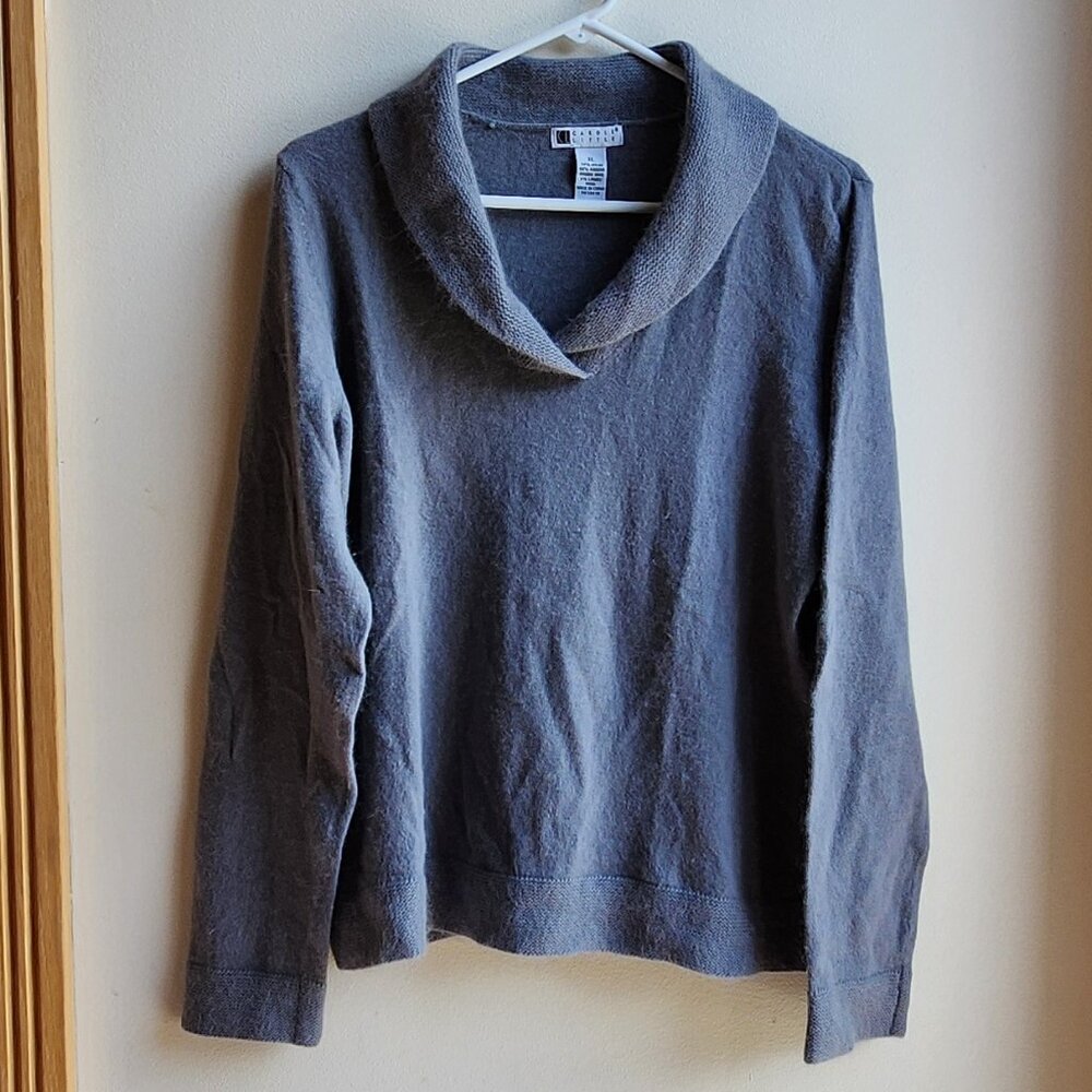 Carole Little Gray Angora Rabbit Hair Sweater Size XL